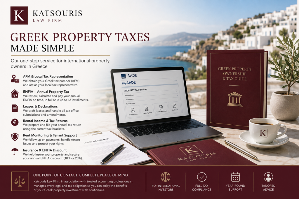 Owning Property in Greece with Confidence: Katsouris Law Firm’s One-Stop Tax, Rental and Property Support Service