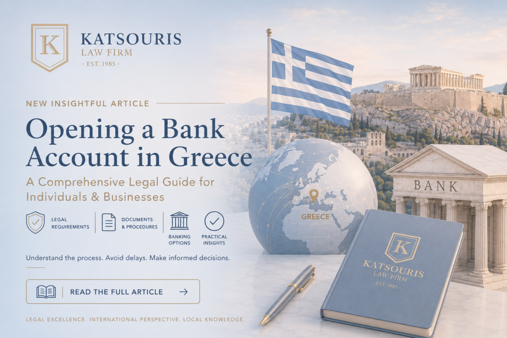 Opening and Maintaining a Bank Account in Greece: Katsouris Law Firm’s One-Stop-Shop Service